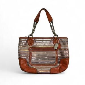 Coach Poppy Sequin Striped Tote Shoulder Bag From Early 2000s With Hand Tag